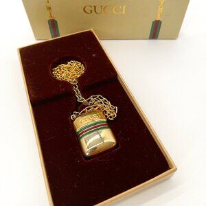 Gucci Sherry Line Perfume Bottle Pendant Long Necklace W/Box (JB1141)